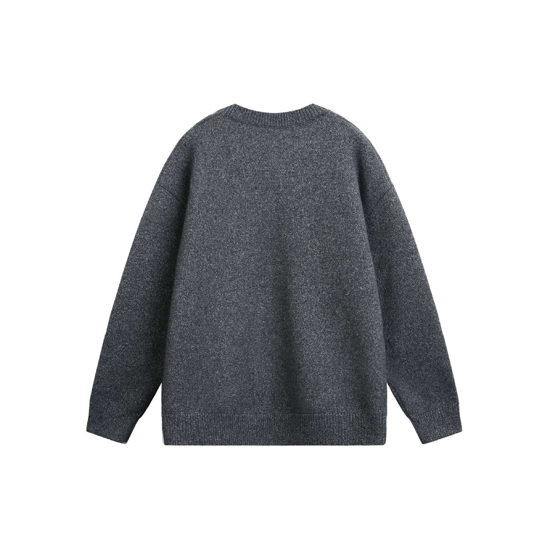 Damen Oversize V Neck Strickpullover mit Henley-Optik und gerippten Bündchen Drune