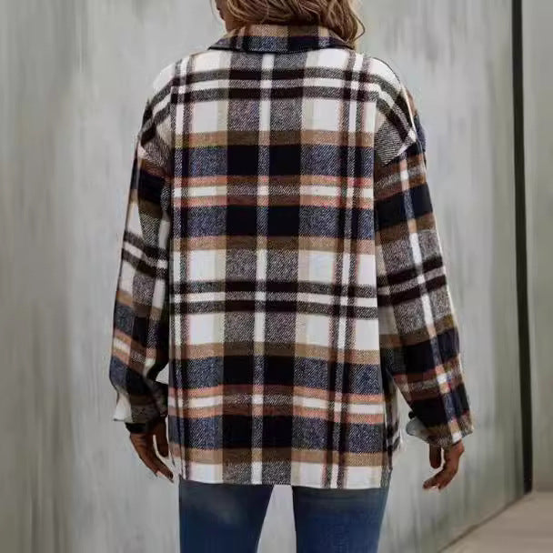 Drune | Damen Karierte Shirtjacke Casual Stil