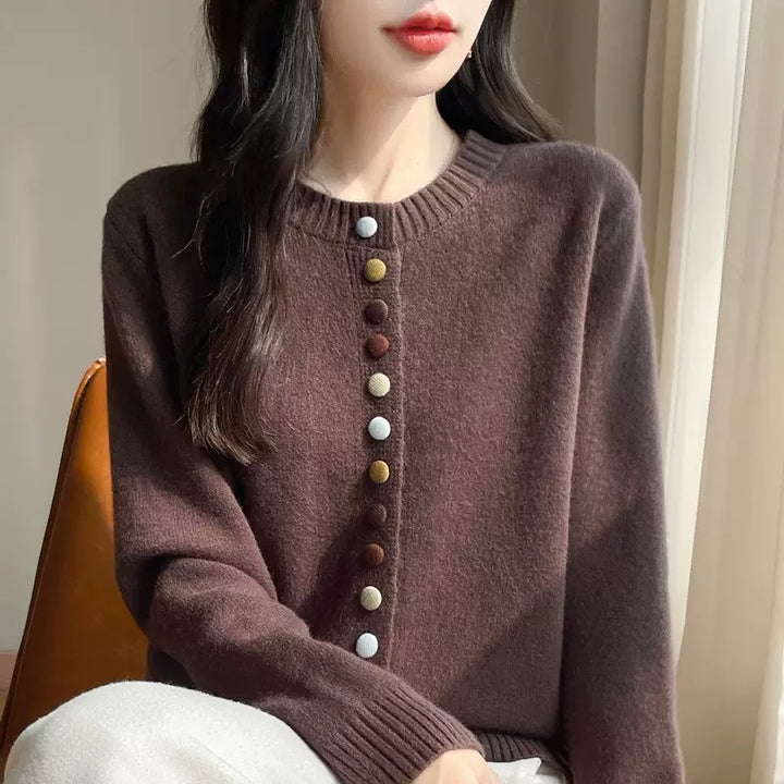Damen Strickjacke mit kreativen Knopfdetails und feinem Material Drune