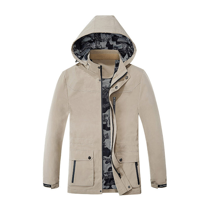 Herren leichter Fieldparka mit Kapuze camouflage-gepolsterter Innenverkleidung und Multifunktions-Taschen Drune
