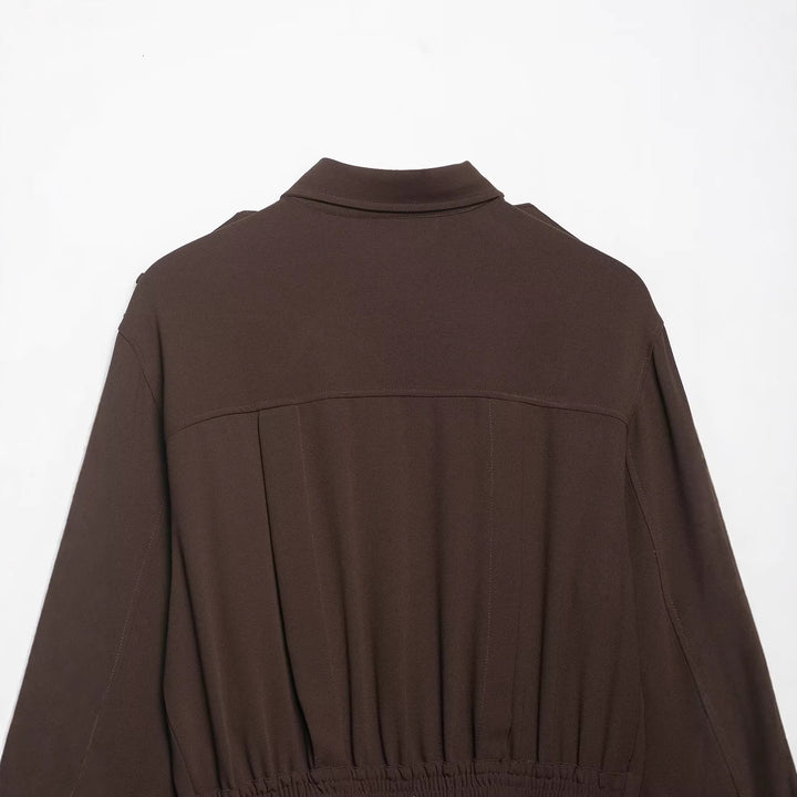 Damen Cropped-Hemdbluse mit dekorativen Epauletten und taillierter Korsettoptik Drune