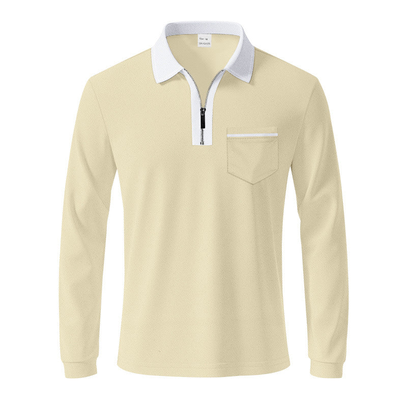 Herren Langarm-Polo mit Reißverschluss und Brusttasche Drune