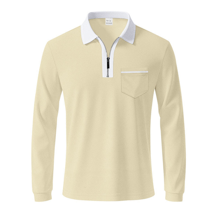 Herren Langarm-Polo mit Reißverschluss und Brusttasche Drune