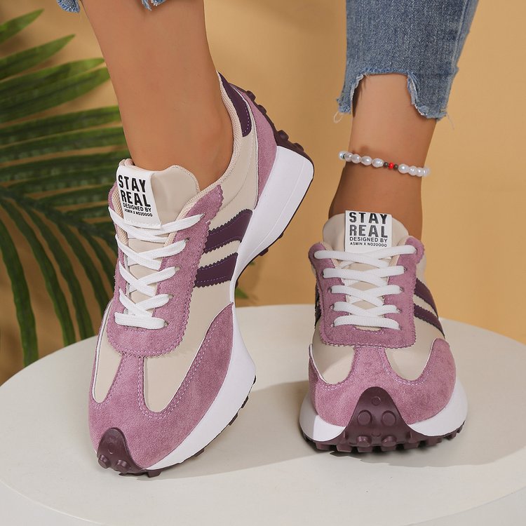 Damen Retro-Runner im Vintage‑Stil mit Velours- und Meshmix sowie profilierter Gumsohle Drune