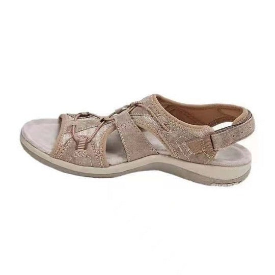 Damen Sportive Komfort-Sandalette mit gepolstertem Fußbett und Klett-Fersenriemen Drune