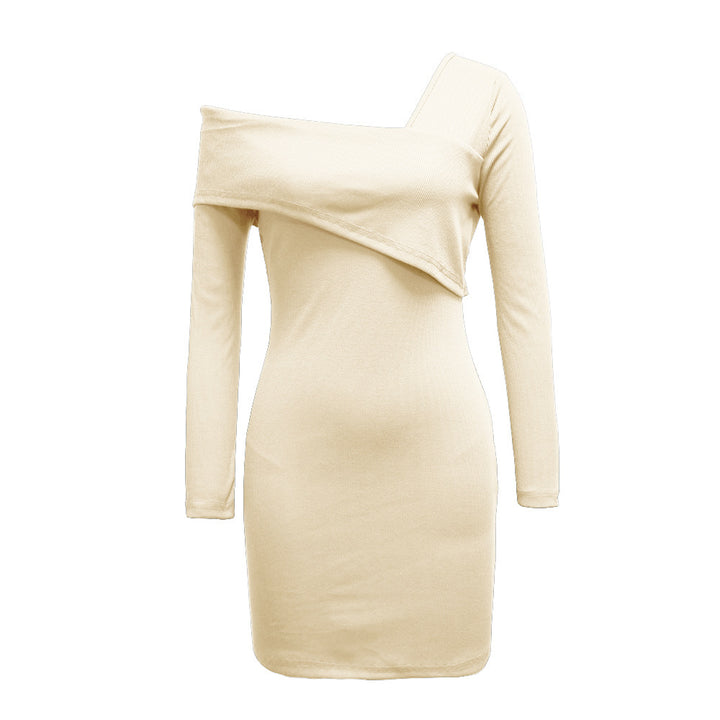 Damen Einseitiges Mini-Kleid mit asymmetrischem Ausschnitt und langen Ärmeln Drune