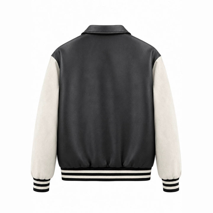 Herren Letterman-Jacke im Retrostil mit Kunstlederkörper und Wildlederärmeln Drune