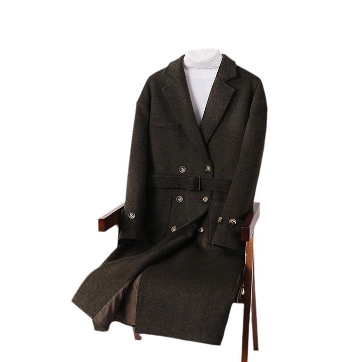 Herren Doppelreihiger Wollmix-Longcoat mit fallendem Revers und Pattentaschen Drune