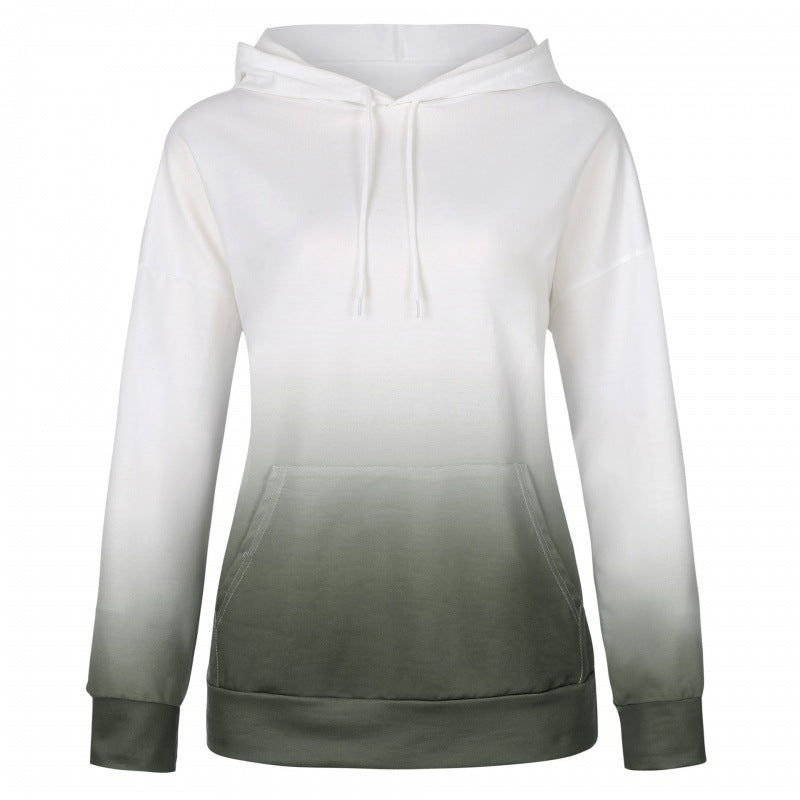 Damen Oversize Kapuzenpullover mit Dip-Dye Farbverlauf und Kängurutasche Drune