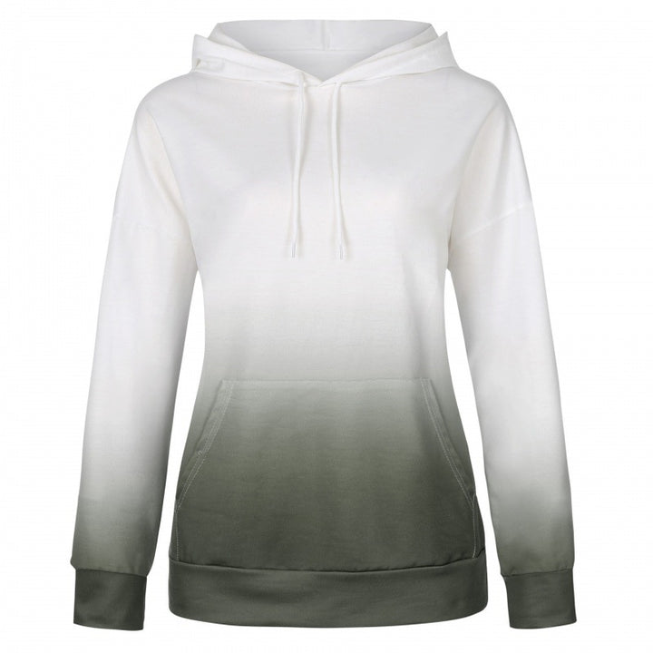 Damen Oversize Kapuzenpullover mit Dip-Dye Farbverlauf und Kängurutasche Drune