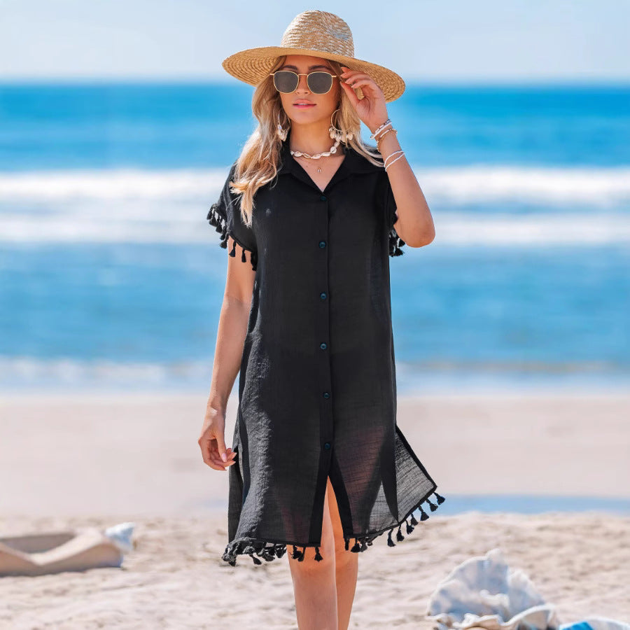 Damen Strandkleid mit fransigen Details Drune