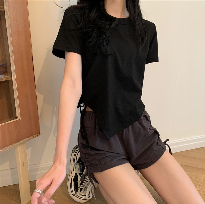 Damen Crop-Top mit asymmetrischem Saum und lockerem Schnitt