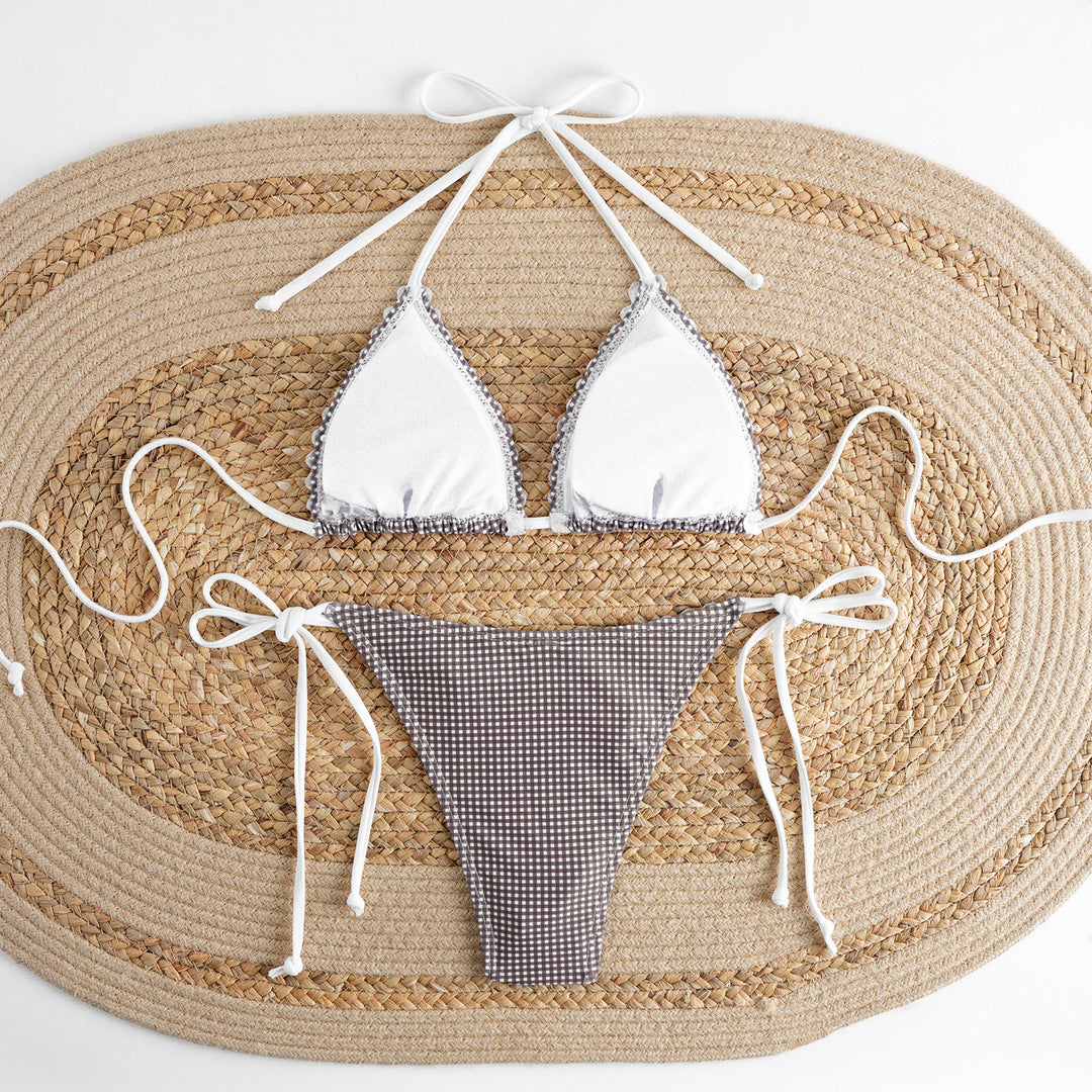 Damen Bikini-Set mit verziertem Triangel-Oberteil und verstellbarem Höschen Drune