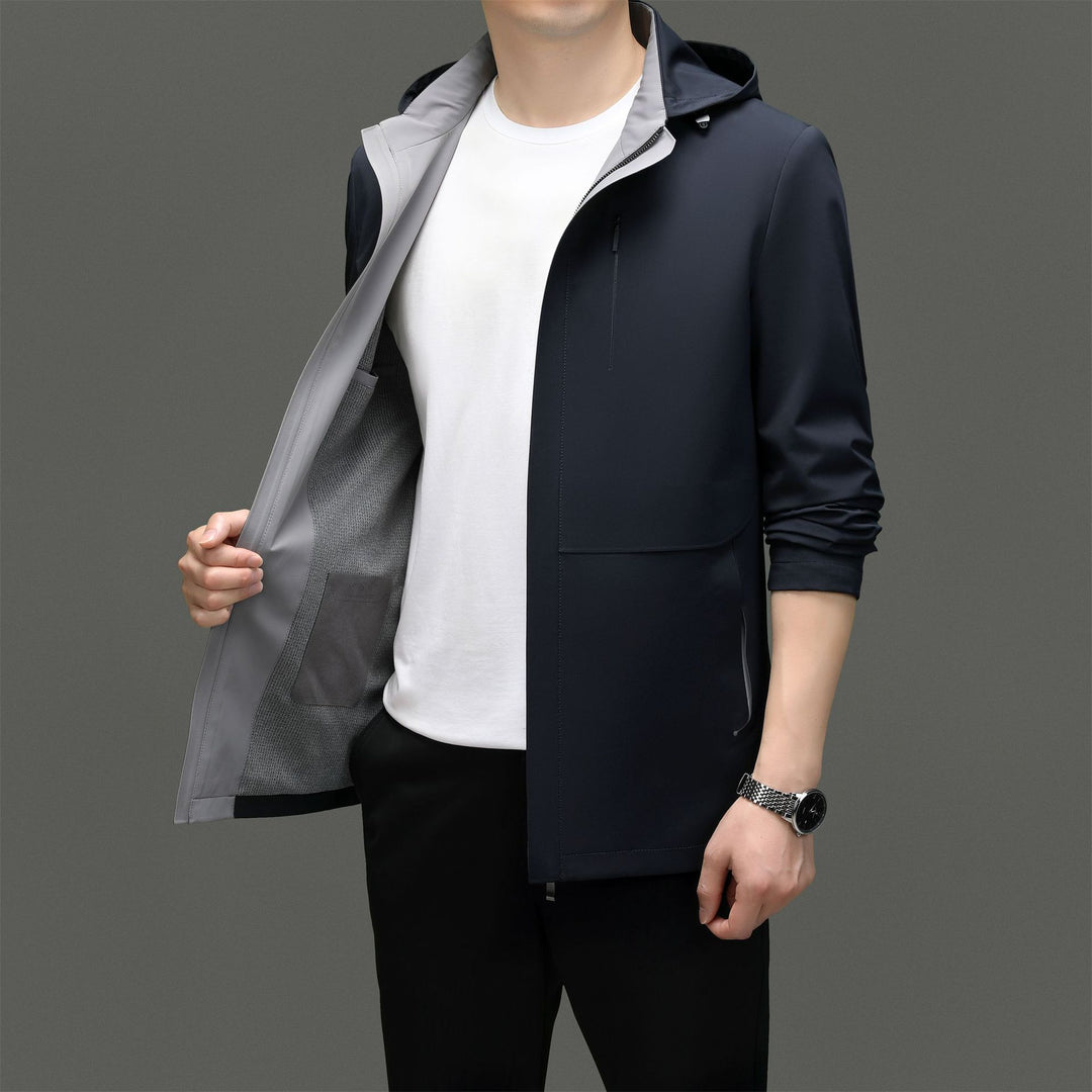 Herren leichte Freizeitjacke mit hohem Stehkragen und praktischen Taschen Drune