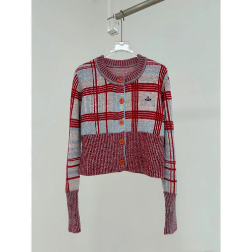 Damen modischer Karomuster Cardigan Drune