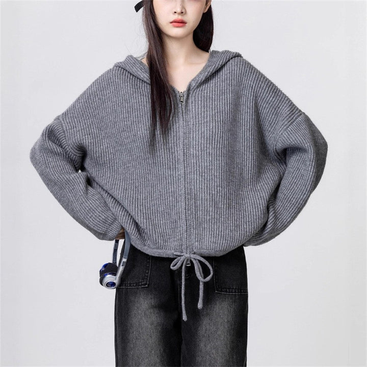 Damen Modische Kapuzenjacke mit seitlichen Eingrifftaschen Drune