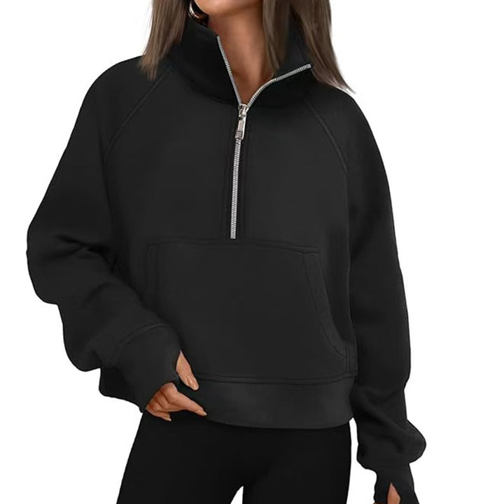 Damen Sportlicher Hoodie mit hohem Kragen Drune