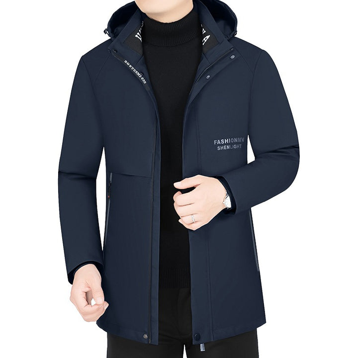 Herren Moderner Urbaner Parka mit fester Kapuze, nahtverdeckten Reißverschlüssen und leichtem Thermofutter Drune