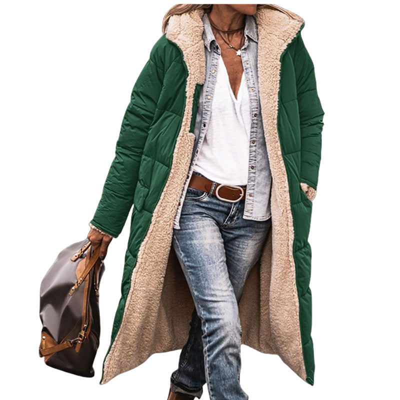Damen lange, gefütterte Winterjacke mit Fleece-Futter Drune