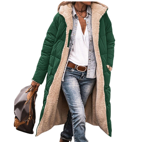 Damen lange, gefütterte Winterjacke mit Fleece-Futter Drune