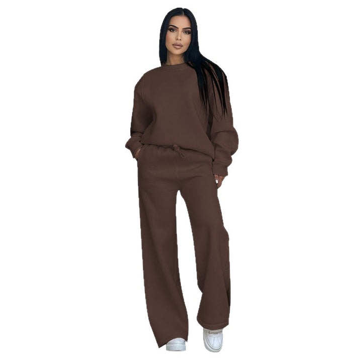 Damen nan Lounge-Set mit Oversize-Rundhalsausschnitt und hochgeschnittener Jogginghose mit weitem Bein Drune