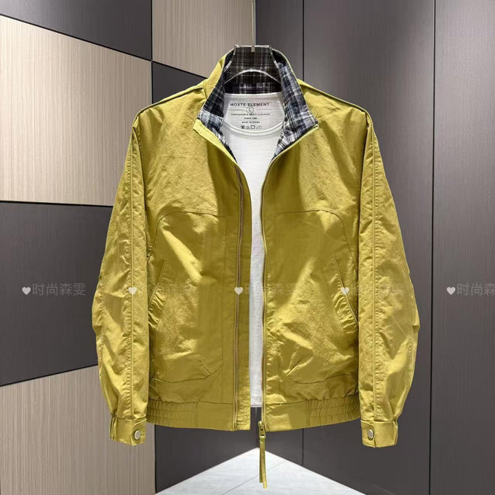 Herren Leichter Baumwoll-Mix Blouson mit Stehkragen und Karofutter Drune