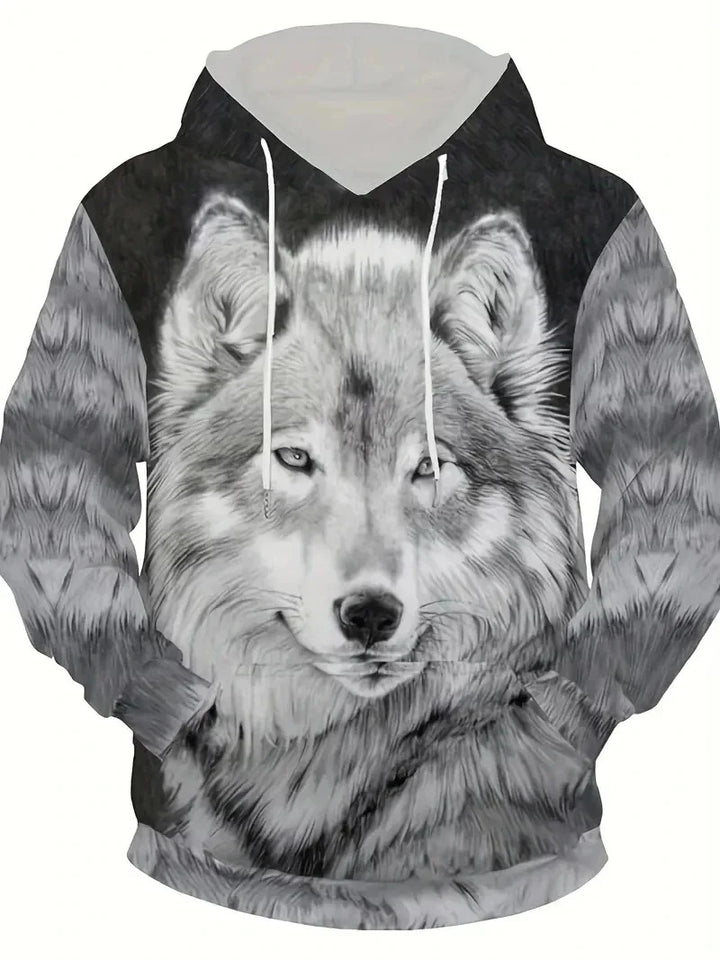 Damen Kapuzenpullover mit Wolf- und Schmetterlingsmotiv Drune