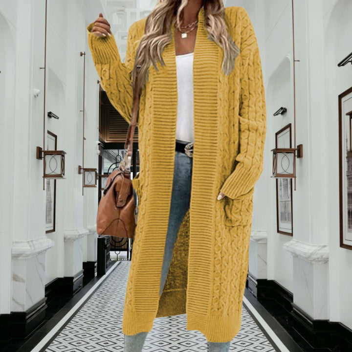 Damen Strickmantel mit elegantem Zopfdesign und praktischen Taschen Drune