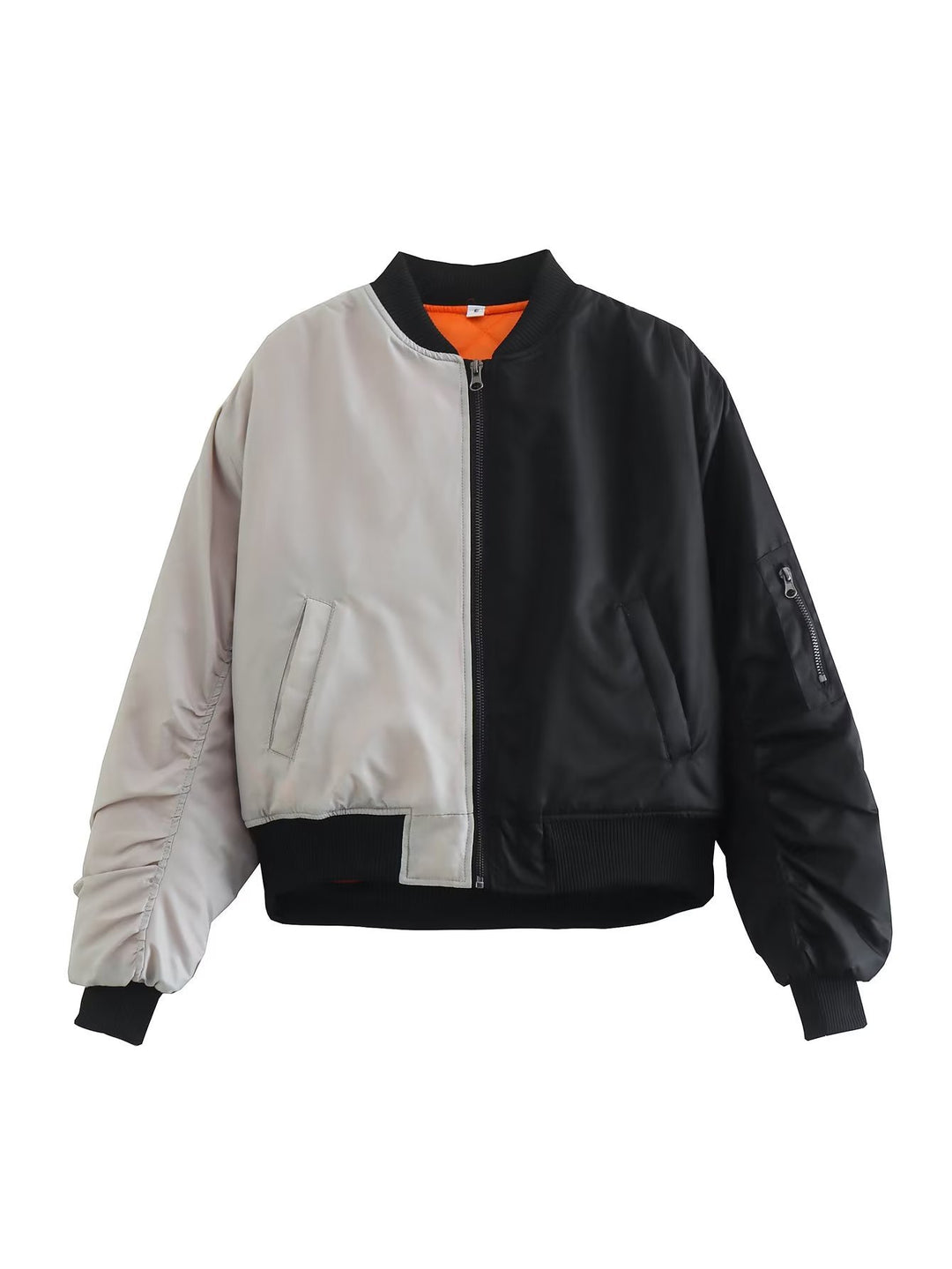 Damen modische Bomberjacke mit verspieltem Patchwork-Design und praktischen Reißverschlusstaschen Drune