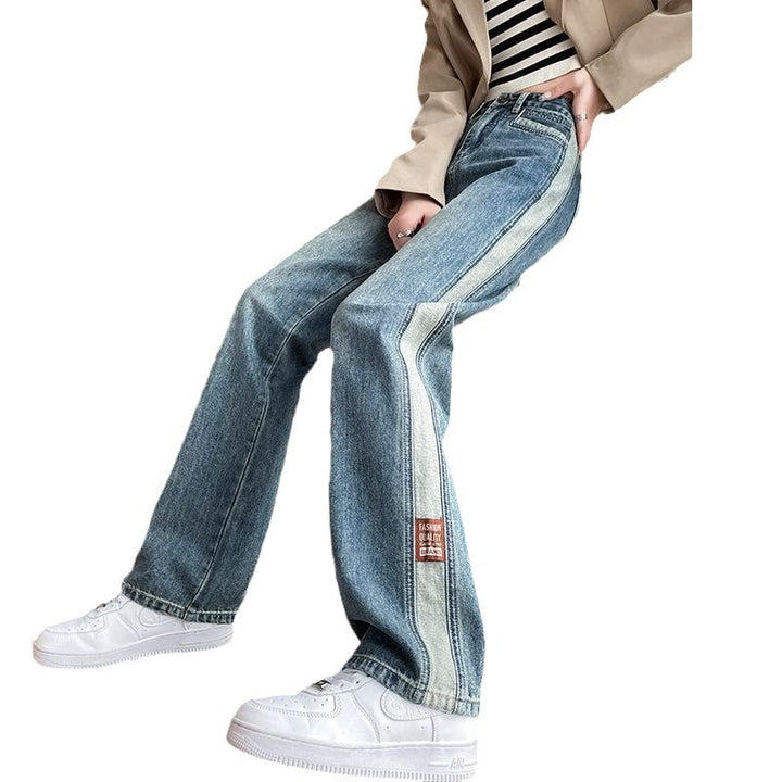 Damen Weite Jeans mit seitlichen Streifen Drune