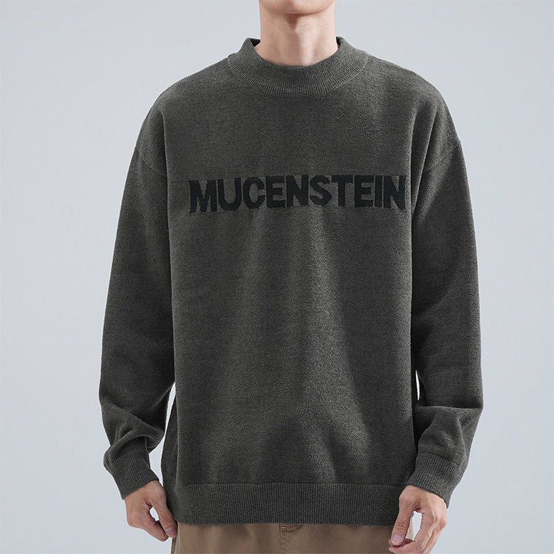 Herren Bequemer Oversized Pullover mit grafischem Schriftzug Drune