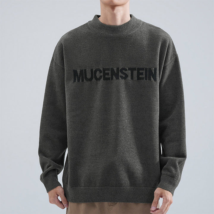 Herren Bequemer Oversized Pullover mit grafischem Schriftzug Drune