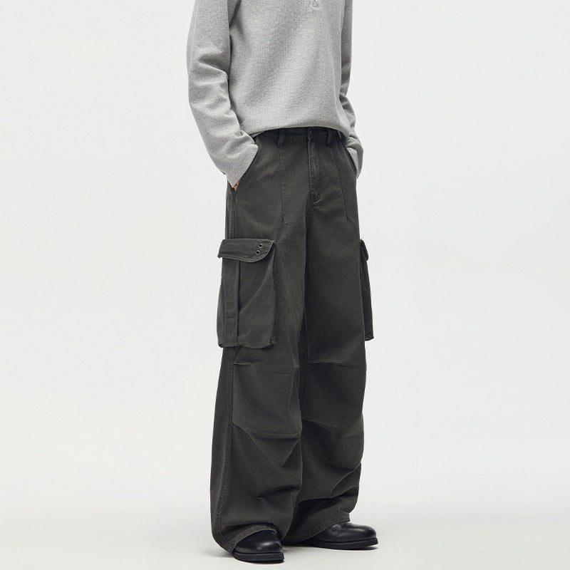 Herren Baggy-Cargohose mit extra weitem Bein, tiefem Schritt und großen Klappentaschen Drune