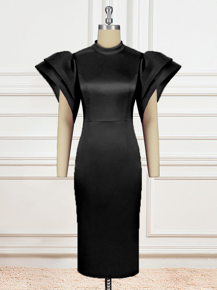 Damen Figurbetontes Kleid mit voluminösen Puffärmeln Drune