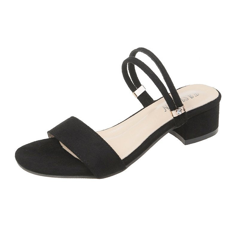 Damen Komfort-Sandalen mit elegantem Blockabsatz und modischen Doppelriemen Drune