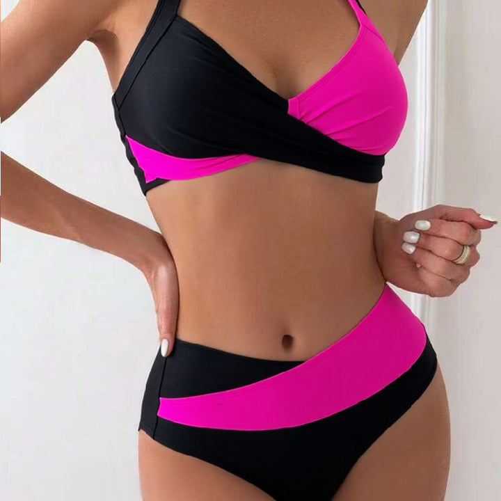 Damen Modischer Bikini mit asymmetrischem Schnitt und Kontrastdetails Drune