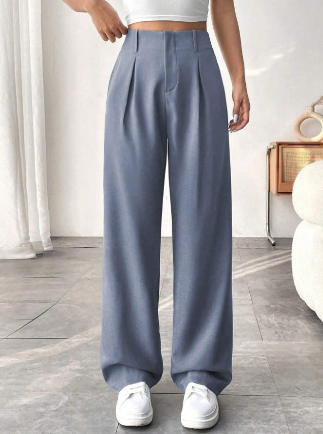 Damen Elegante Bundfaltenhose mit weitem Schnitt Drune