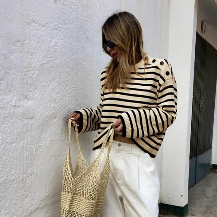 Damen Lässiger Pullover mit Streifen Drune