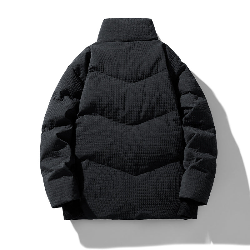 Herren gesteppte wendbare Winterjacke mit Stehkragen und Hahnentrittmuster-Futter Drune