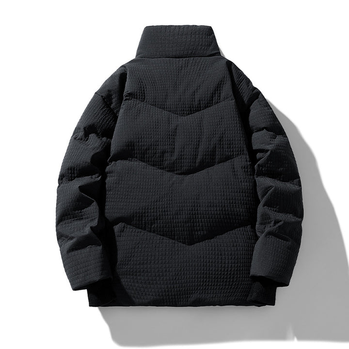 Herren gesteppte wendbare Winterjacke mit Stehkragen und Hahnentrittmuster-Futter Drune