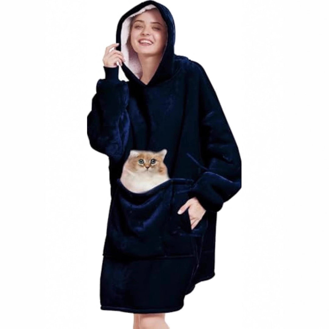 Damen Oversize Kapuzen-Kuscheldecke aus Mikrofaser mit Sherpa-Futter Drune