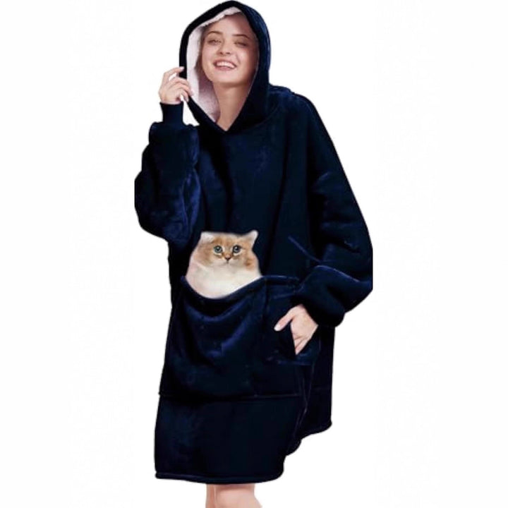 Damen Oversize Kapuzen-Kuscheldecke aus Mikrofaser mit Sherpa-Futter Drune