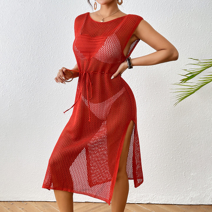 Damen Häkel-Strandkleid mit elegantem Schlitzdesign Drune
