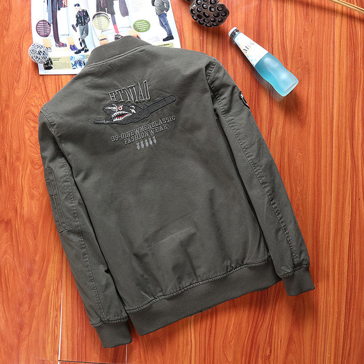 Herren Utility-Bomberjacke mit Badge-Applikationen, Ärmeltasche und Rippbündchen Drune
