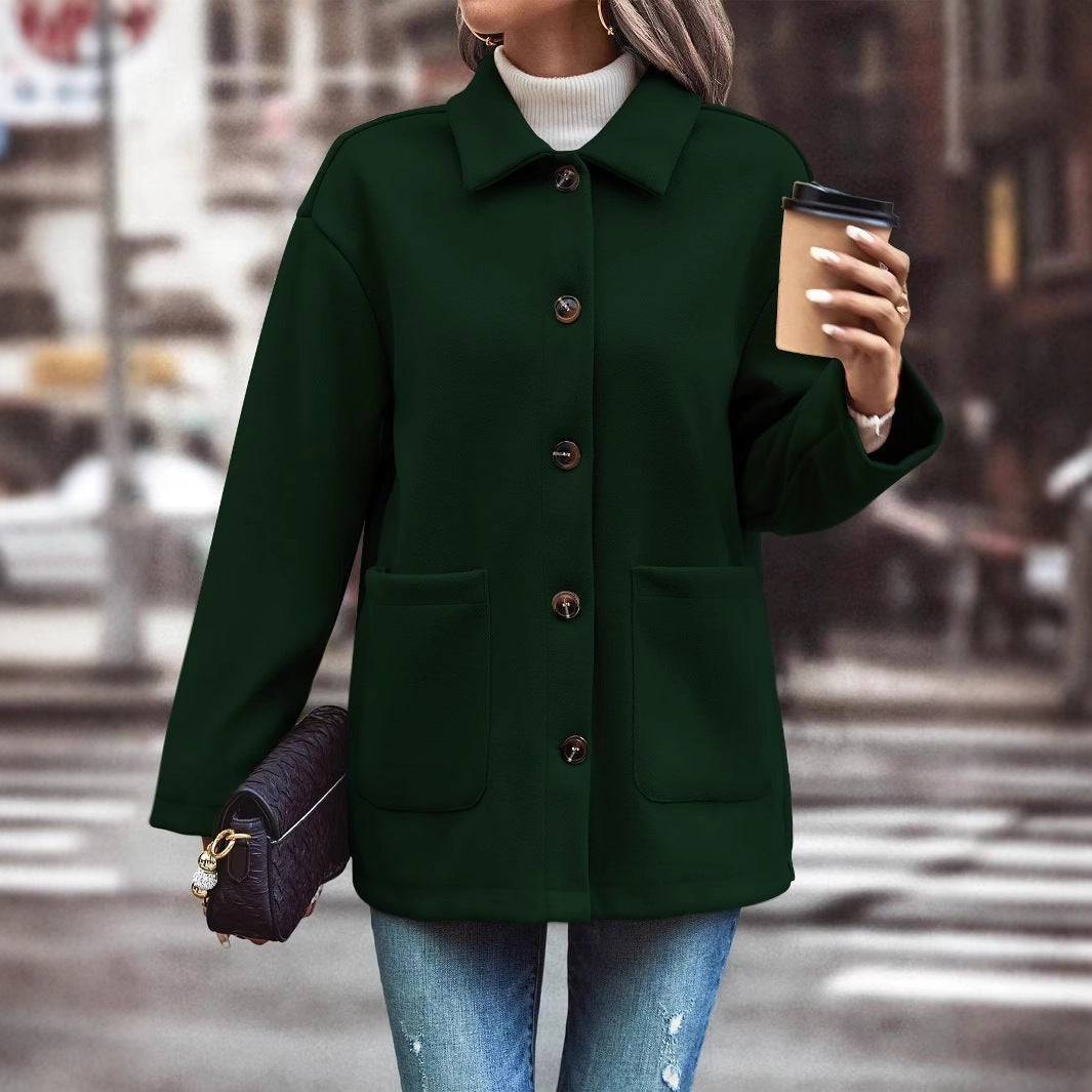 Damen modische Oversized-Jacke mit Knopfdetails und praktischen Taschen Drune
