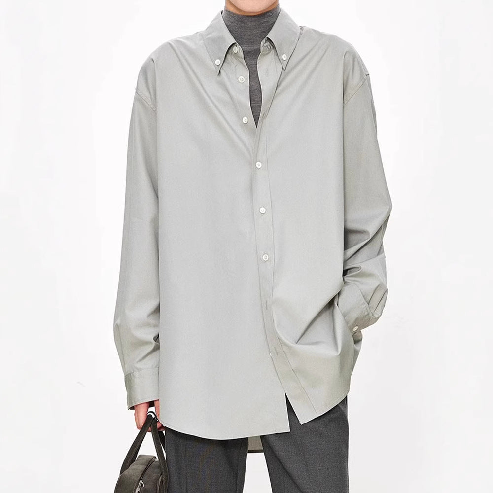 Damen elegante oversized Bluse mit klassischen Knopfdetails Drune