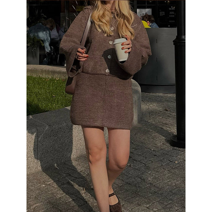 Damen Strickkleid mit weitem Schnitt und Knopfleiste Drune