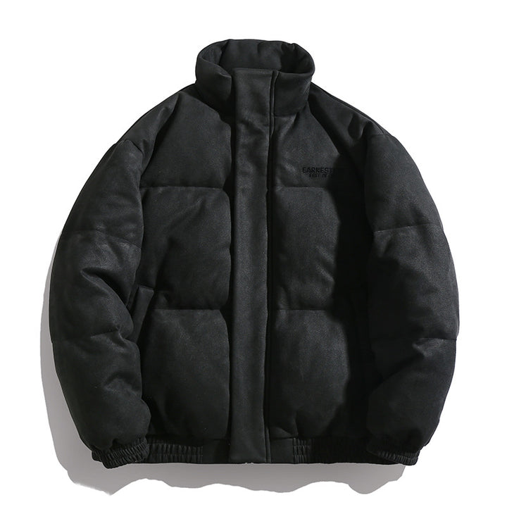 Herren Gefütterte Oversize-Steppjacke mit Stehkragen und Velours-Finish Drune