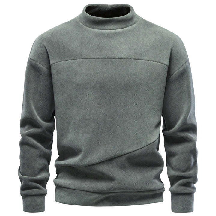Herren Kuscheliger Microfleece Pullover mit Stehkragen und schrägen Ziernähten Drune