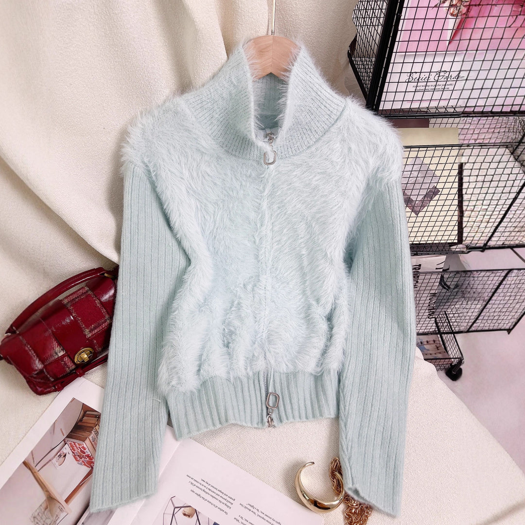 Damen Wärmeisolierende Strickpullover mit hohem Kragen und luxuriösem Fleeceeinsatz Drune